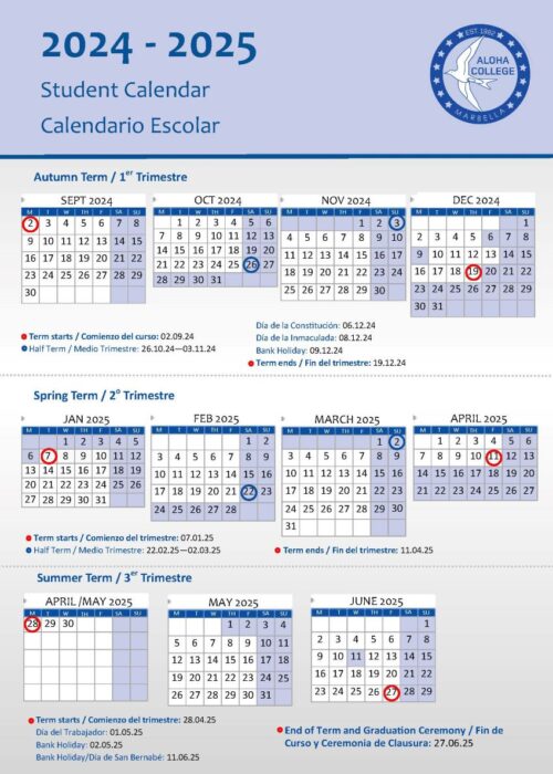 Student-Calendar-2024-25